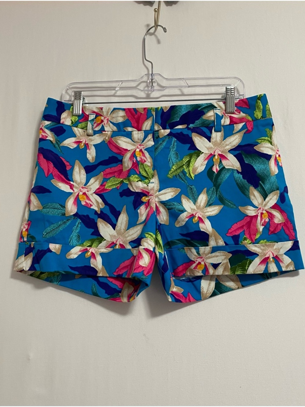 Express Bright Blue Floral Print Shorts